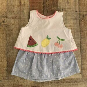 Mud Pie Baby Girls Size 6-9M Open Back Fruit Dress